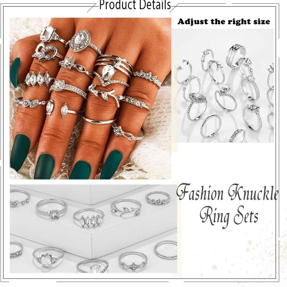 Stylish 9-15pcs Stackable Rings Set For Women Vin… - image 6